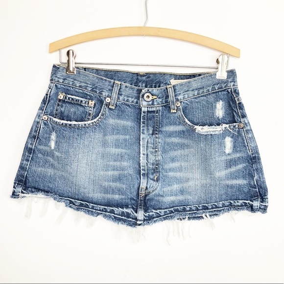 CHIP & pepper ultra distressed button fly mini denim skirt - Picture 3 of 12